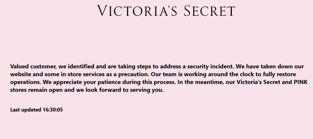Victoria’s Secret ‘s website offline following a cyberattack