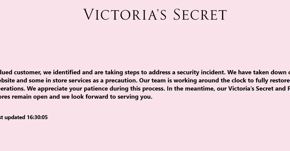 Victoria’s Secret ‘s website offline following a cyberattack